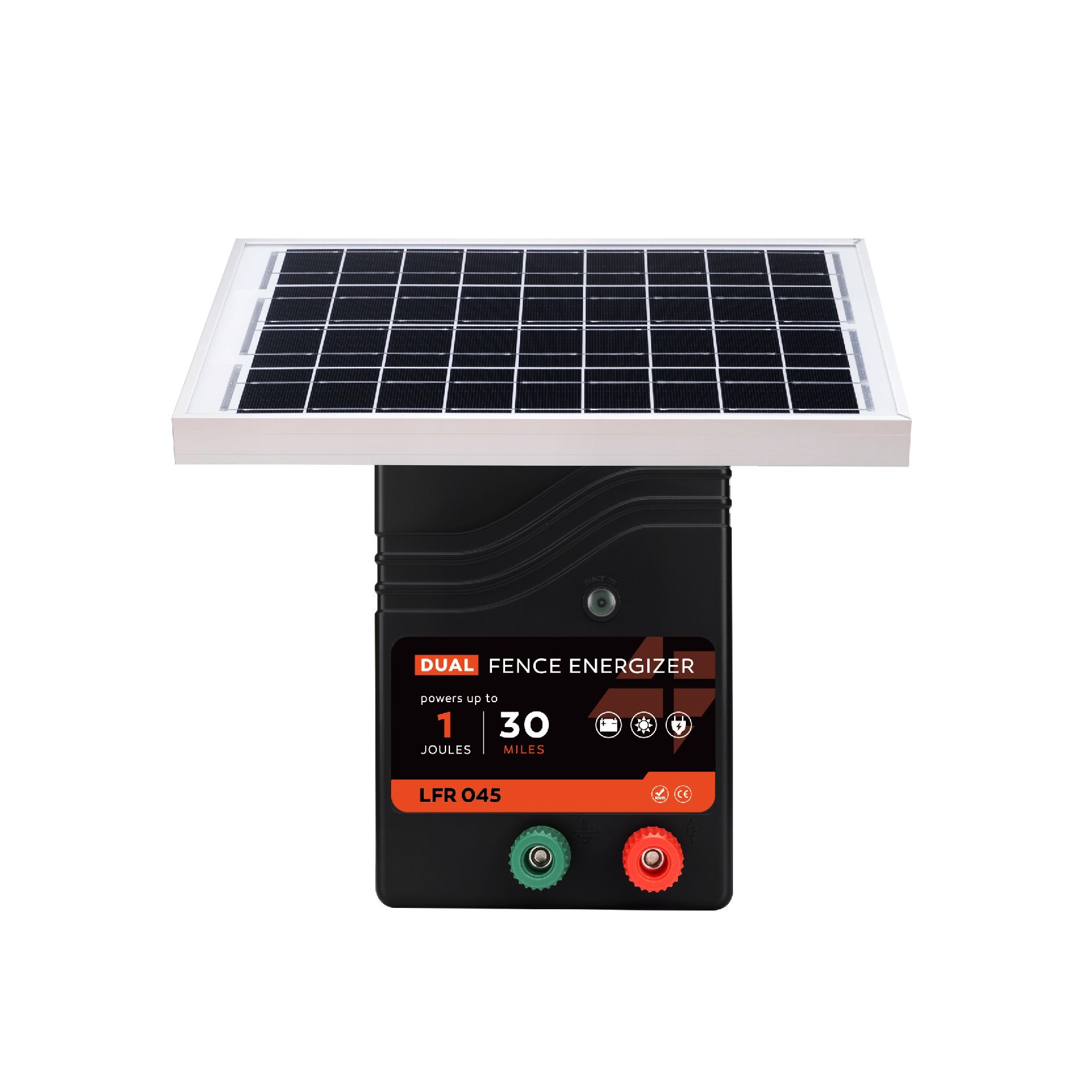 Lydite® LFR045 1J 30 mile solar fence energizer powering a multi-paddock rotational grazing system