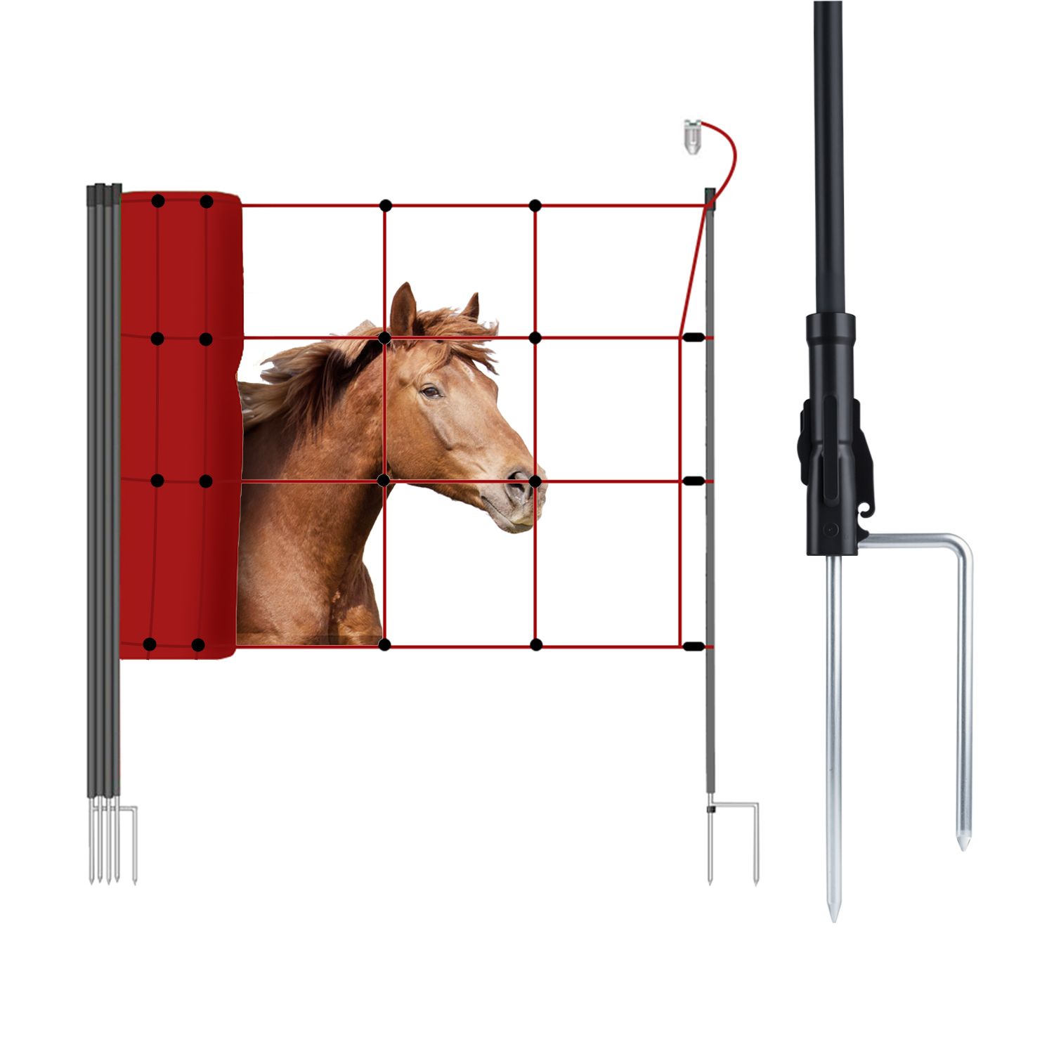 Lydite® 90cm double-spike electric fence netting roll used for rotational grazing paddocks